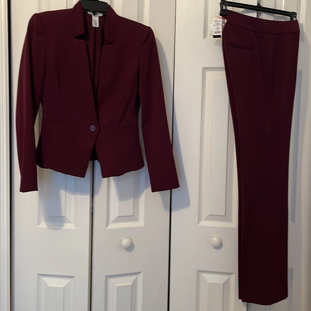 NEW White House Black Market maroon suit